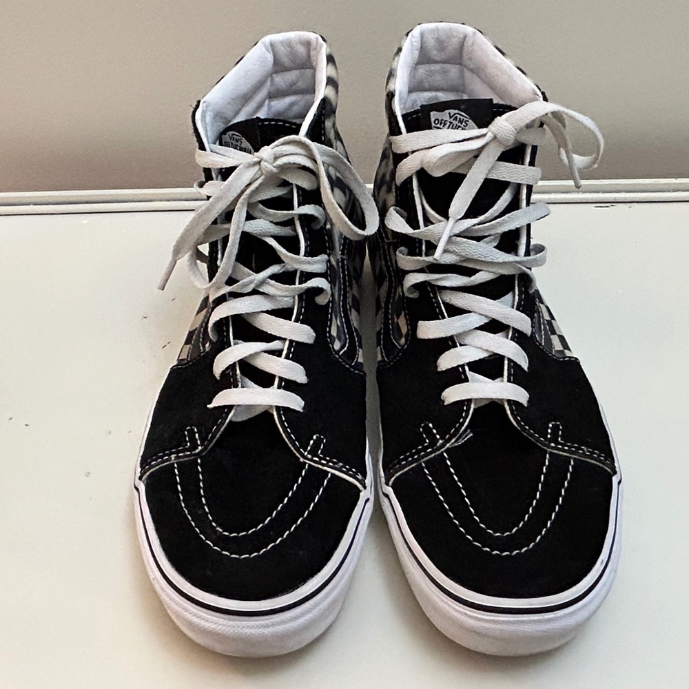 Vans sk8 Hi Blur Check Black White Checkerboard Unisex Shoes size 11.5 or 10 - Picture 2 of 8